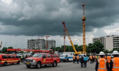 crane assists tower evacuation