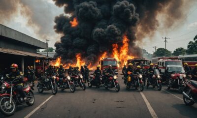 motorcycle workshop fire incident