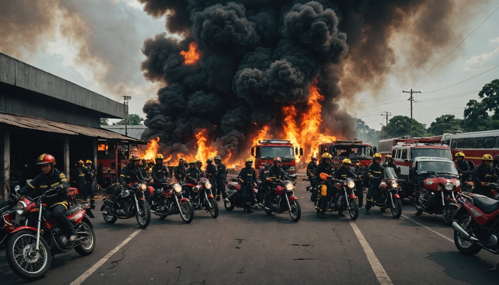 motorcycle workshop fire incident