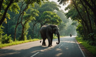 wild elephant s courageous crossing